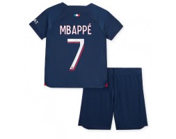 Paris Saint-Germain Kylian Mbappe #7 Hemmaställ Barn 2023-24 Kortärmad (+ Korta byxor)